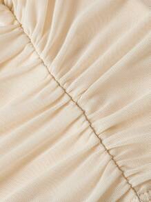 SHEIN MOD Solid Color Tank Top With Mesh Sheer Apricot Women Top - Apricot - View 3