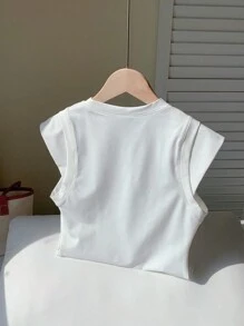 Comfortcana T-shirt à manches courtes et col rond pour femme, couleur unie et simple