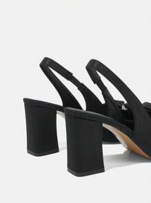 CUCCOO CHICEST Zapatos de tacón grueso elegantes y nuevos con nudo de mariposa y adornos de pedrería para mujeres, tacón de graduación, tacones de baile para la de verano de vacaciones - Negro - Ver 6