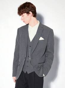 AKNOTIC Business Casual Veste de costume d"affaires en lin tissé pour hommes à bouton unique (Gilet intérieur non inclus)
