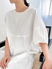 FRIFUL Loose Drop Shoulder Summer Dress With Color Blocking And Back Tie Details Sundress