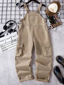 SHEIN 少年男孩休閒連身褲,掀蓋口設計