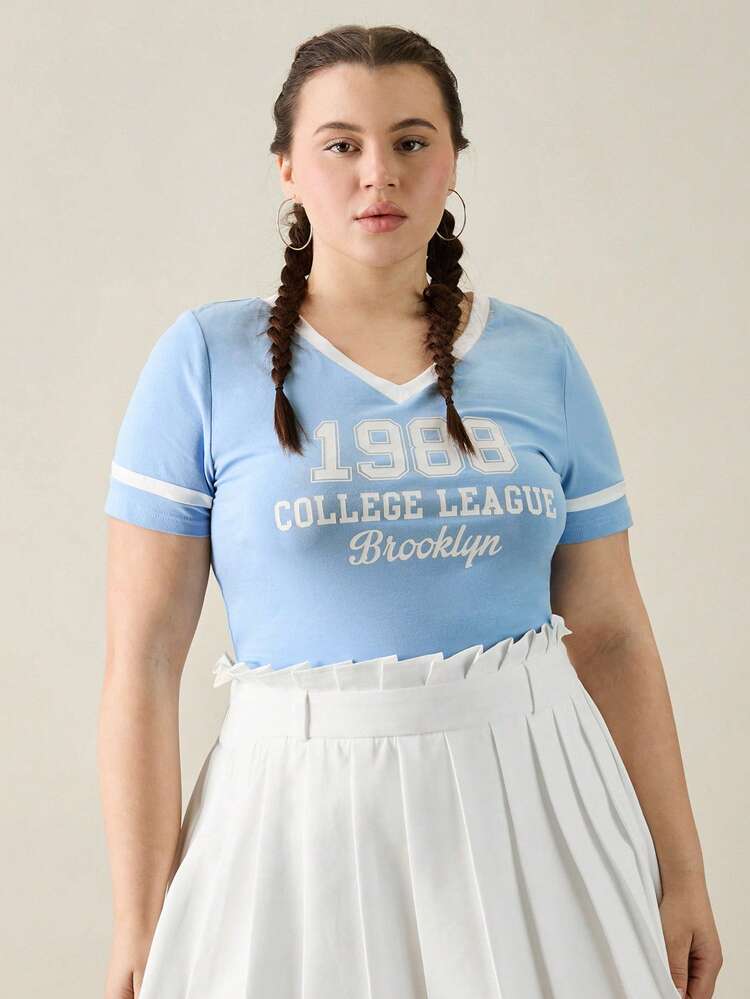 Summer Plus Size Women Sports Graduation Pattern T-Shirt