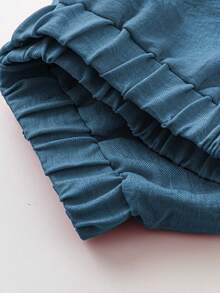 SHEIN WYWH Bộ quần short và áo quây kiểu dáng đơn giản màu trơn dành cho nữ - Màu xanh lam - Xem 6