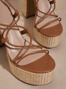 SHUZIA Women Fashion Solid Color Strap High Heel Sandals Suitable For Outdoor Activities In Summer