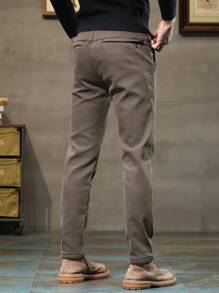 Men's Tapered Casual Pants, Slim Straight Leg Lightweight Formal Trousers