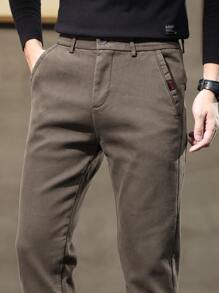 Men's Tapered Casual Pants, Slim Straight Leg Lightweight Formal Trousers