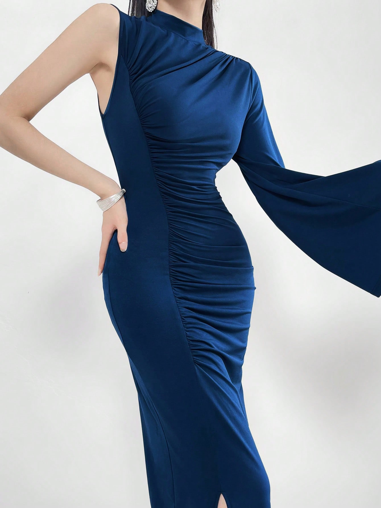 Modelyn فستان أنيق وأنيق للنساء، ذو ياقة عالية ، أ...