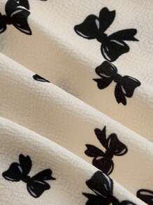 SHEIN MOD Women Sweetheart Neck Bow Print Summer Twist Long Dress - Apricot - View 4