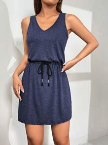 SHEIN EZwear 編織無袖休閒束腰連身裙