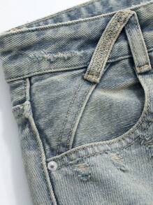 DAZY Quần Jeans Ống Loe Cạp Cao Cho Nữ Có Khóa Kéo, Quần Jeans Rộng - Rửa nhẹ - Xem 9