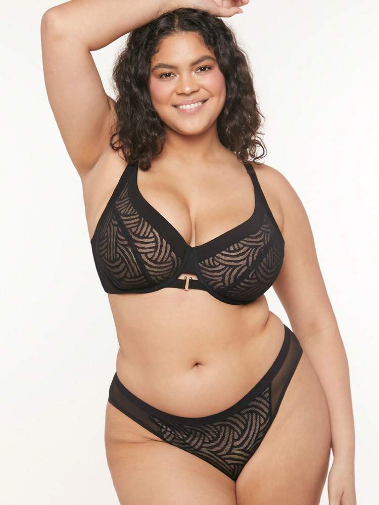 Plus Sexy Lingerie Plunge High Apex Lace Bra