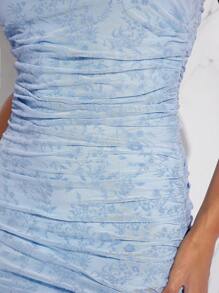 L'Amorae Robe d'été sans bretelles à ourlet asymétrique avec bordure de feuille pour vacances