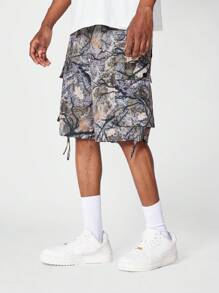 SUMWON All Over Printed Nylon Cargo Short - Brown - View 2
