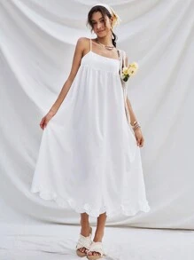 Soleia 女士白色寬鬆A字型海灘假日連衣裙 - 白色 - 查看 5