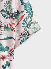 GENTILAND 寬鬆版型男士熱帶印花襯衫（不包括T恤） - 藕粉色 - 查看 4