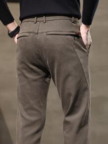 Men's Tapered Casual Pants, Slim Straight Leg Lightweight Formal Trousers