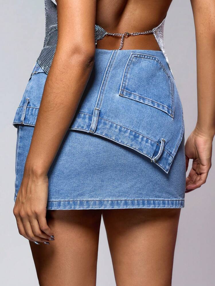 Music Festival Sexy Party Asymmetrical Denim Skirt