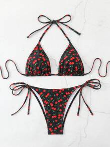 Swim Mod Bộ bikini cổ yếm in hình quả anh đào đi biển mùa hè cho nữ - Nhiều màu - Xem 5