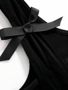 Dazy Designer Đầm suông không tay thiết kế ôm vừa vặn mặc hàng ngày cho nữ, đầm dạ hội thanh lịch mùa hè, tiệc sinh nhật, đêm giao thừa - màu đen - Xem 8