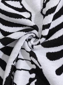 SHEIN Cottnline Áo len nam Halloween hình đầu lâu dệt kim hoa Slim Fit - màu đen - Xem 6