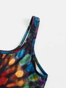 SHEIN VCAY Music Festival Spring/Summer Beach Position Tie-Dye Slim Fit Cropped Tank Top Top For Vacation