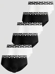Men Geometric Waistband Triangle Underwear (Set Of 6) - Multicolor - View 1