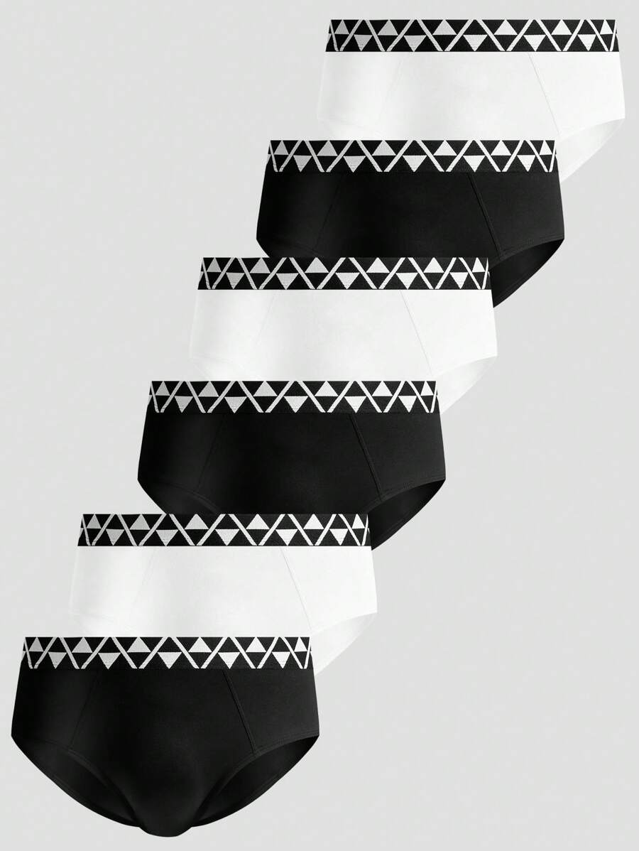 Men Geometric Waistband Triangle Underwear (Set Of 6) - Multicolor - View 1
