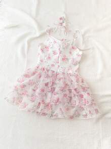 Soleia 3d Flower & Ruffle Hem Cake Princess Dress