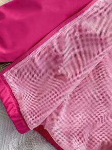 SHEIN 寶寶女孩休閒輕便連帽網眼夾克，字母印花，防曬襯衫 - 粉色 - 查看 6