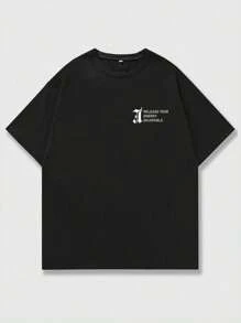 Manfinity Homme Black Knitted Men's Round Neck Short Sleeve T-Shirt