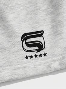 Manfinity Roghcode 宽松男士字母印花抽绳腰短裤