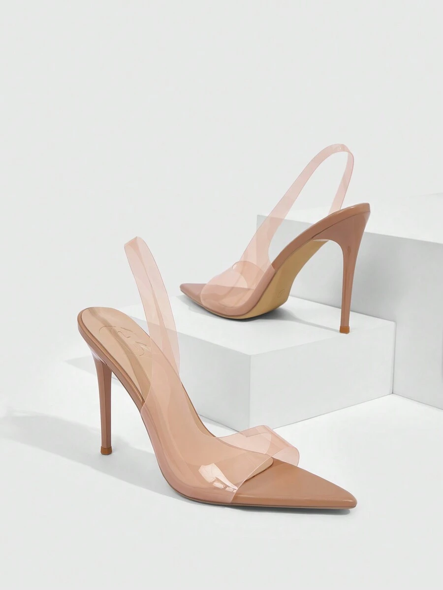 CUCCOO SZL Clear Plastic Open-Toe Women's High-Heeled Sandals For Outdoor & Versatile Wear, Graduation Heel, Prom Heels For Summer Vacation Shoes Summer - Pink - View 1