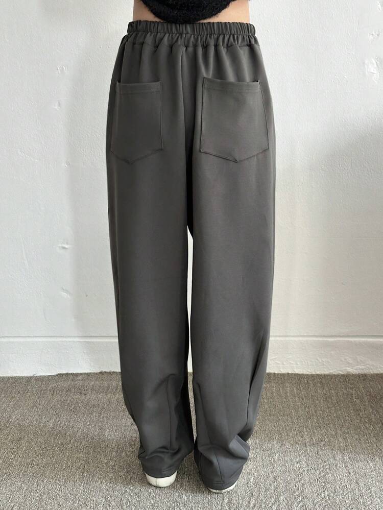 Women Solid Color Drawstring Hem Casual Daily Wear Long Pants,Women Dress Pants