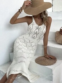 Vestido sin mangas tipo cubrecorpiño calado para el verano