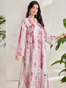 Al Najma Women Spring Daily All Over Printed Long Dress Kaftan Jalabiya Dress - Red - View 1