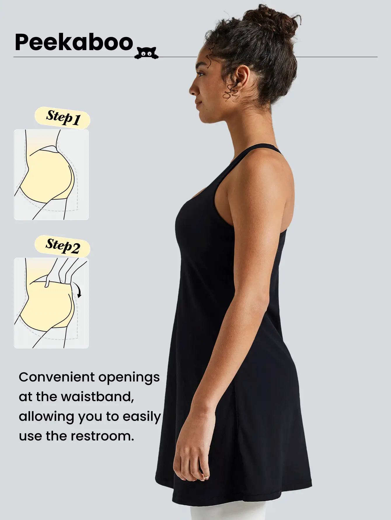GLOWMODE FeatherFit™-Air Peekaboo Halter-Neck Dress Adjustable Non-Slip Pocket Low Impact Light Support Daily Casual Summer Quick Dry Moisture Wicking