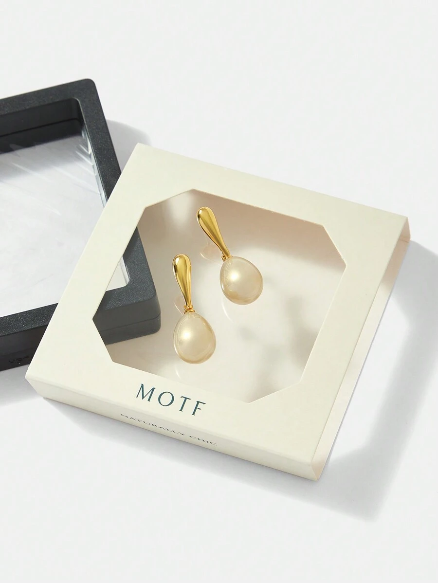 MOTF PREMIUM 香檳色水滴假珍珠耳環,金鍍 - 香檳色 - 查看 1