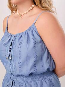 Forever 21 Plus Size Summer Holiday Manor Seaside Front Knot Schiffy Cami Top - Baby Blue - View 5