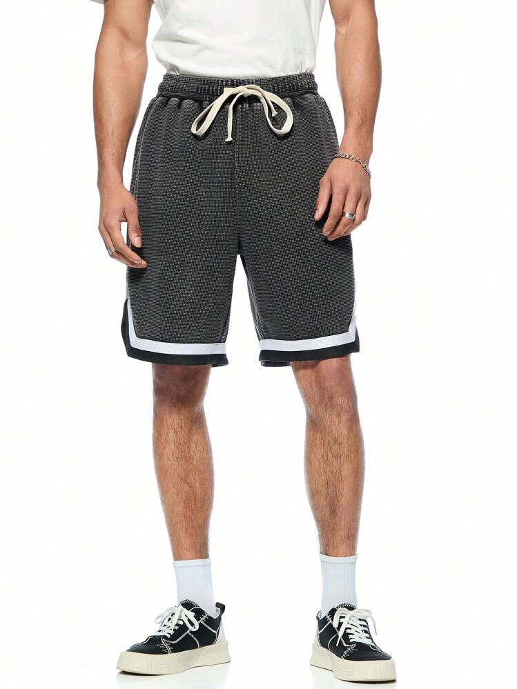 Forever 21 Men s Drawstring Waist Basketball Shorts In Tinted Washed Black SHEIN USA