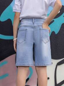 Tween Boy nieuwe collectie Distressed Patch Washed Denim Shorts, casual en modieus