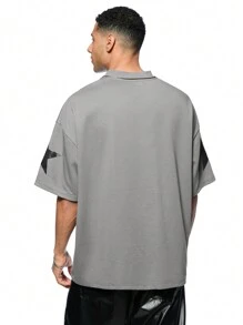 Forever 21 Męska luźna koszulka w stylu retro w kolorze szarym z numerami