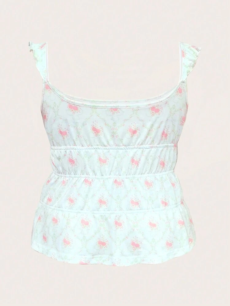 Summer Fairy Floral Pattern Plus Size Women Camisole Top