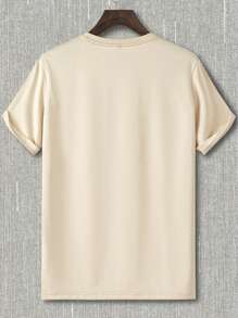 Manfinity Homme Men Summer Short Sleeve Casual T-Shirt With Letter And Building Print And Round Neck