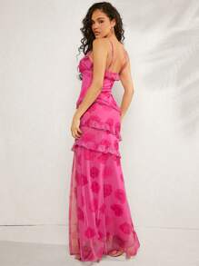 Hauture Vestido maxi cami floral con pliegues y abertura en el muslo para salir - Multicolor - Ver 2
