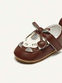 嬰兒鞋鏤空蝴蝶結愛心圖案步行鞋夏季休閒涼鞋 - 棕色 - 查看 4