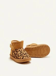 Cozy Pixies Girls' Leopard Print Camel Color Fashionable & Comfortable & Warm Snow Boots - Camel - View 3
