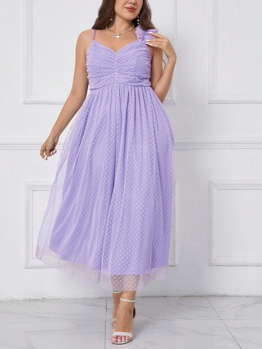 SHEIN Clasi Women Plus Size Pleated Lace Decoration Dress SHEIN UK