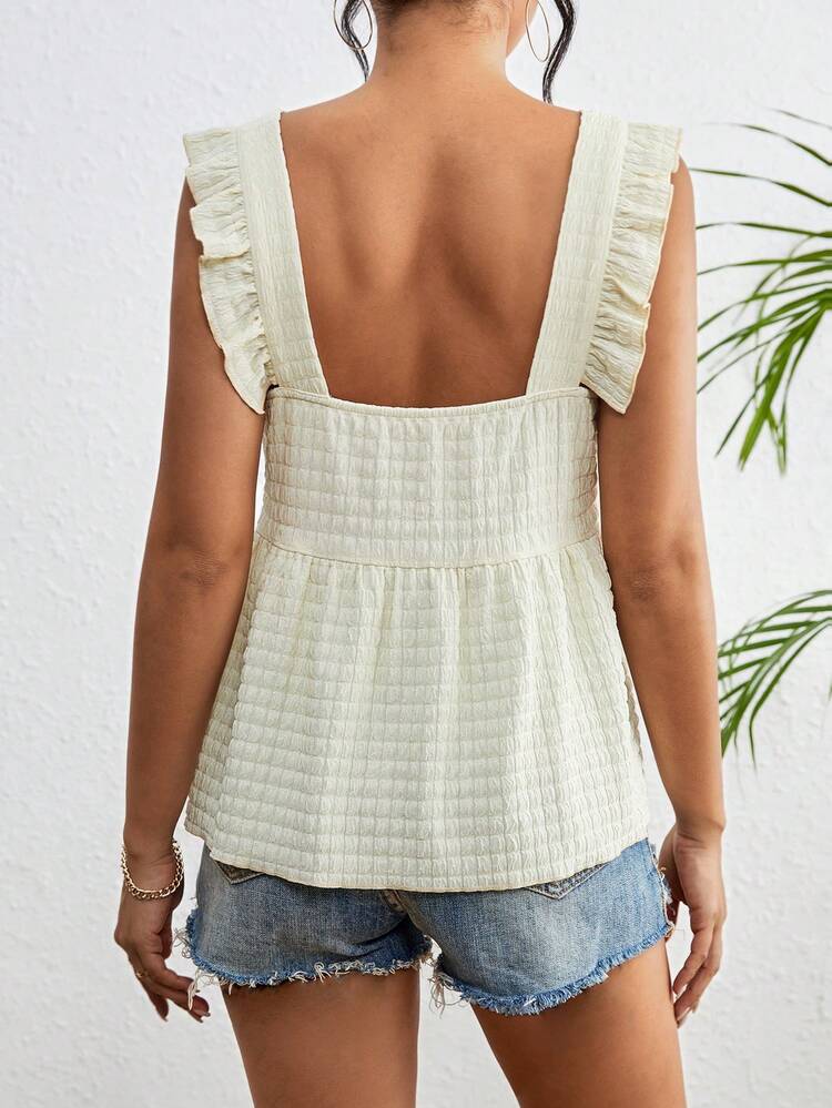 Women's Summer Solid Color Textured Casual Tank Top