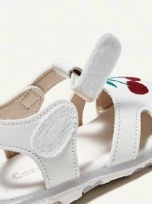 Cozy Pixies Sandalias Planas Dulces Y Lindas De Cereza Bordadas Para Niñas, Adecuadas Para El Verano